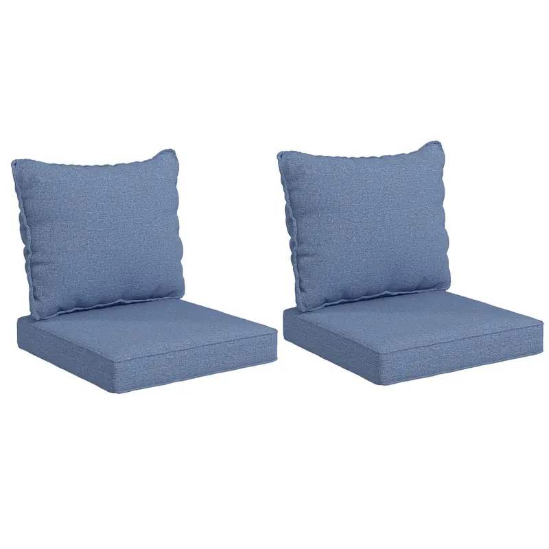 4-Piece Seat Cushion Pillows Replacement, Patio Chair Cushions Set With Back, Blue 1