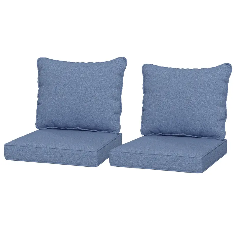 4-Piece Seat Cushion Pillows Replacement, Patio Chair Cushions Set With Back, Blue 2