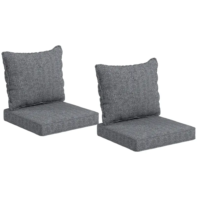4-Piece Seat Cushion Pillows Replacement, Patio Chair Cushions Set With Back, Grey 1