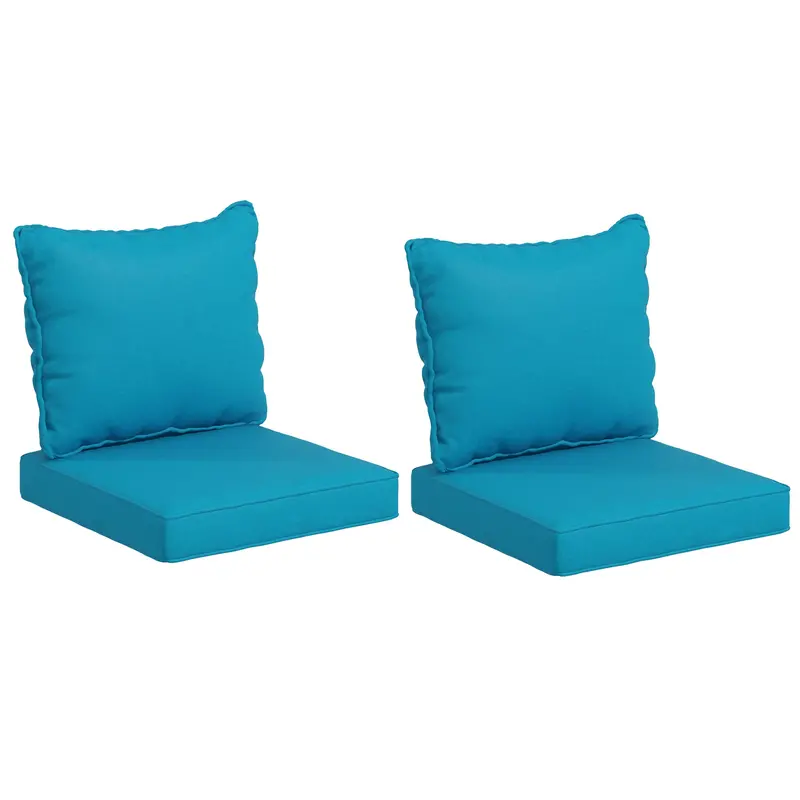 4-Piece Seat Cushion Pillows Replacement, Patio Chair Cushions Set With Back, Turquoise 1
