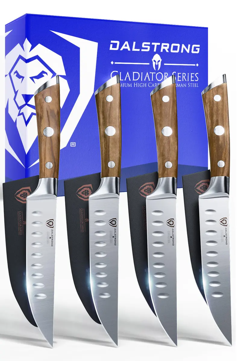 4-Piece Steak Knife Set 5" | Olive Wood Handle | Gladiator Series | Dalstrong © 1