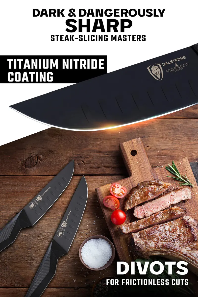 4-Piece Steak Knife Set | Shadow Black Series | Nsf Certified | Dalstrong © 2