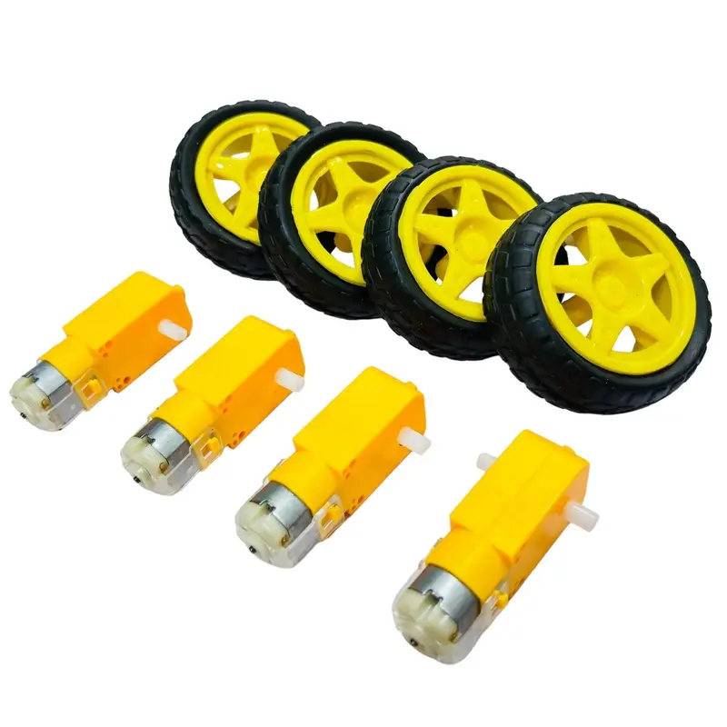 4 Set Bo Gear Motor Dual Shaft With Wheels 200 Rpm – Robot Car Motor Kit 1