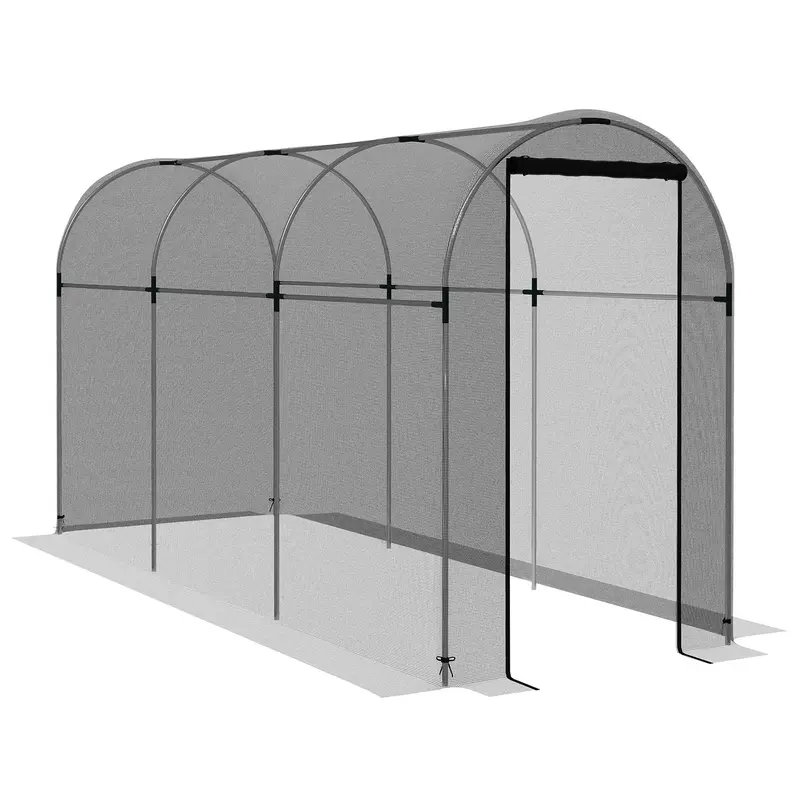 4' X 12' Black Crop Cage With Zippered Door & Galvanized Frame, Black 1