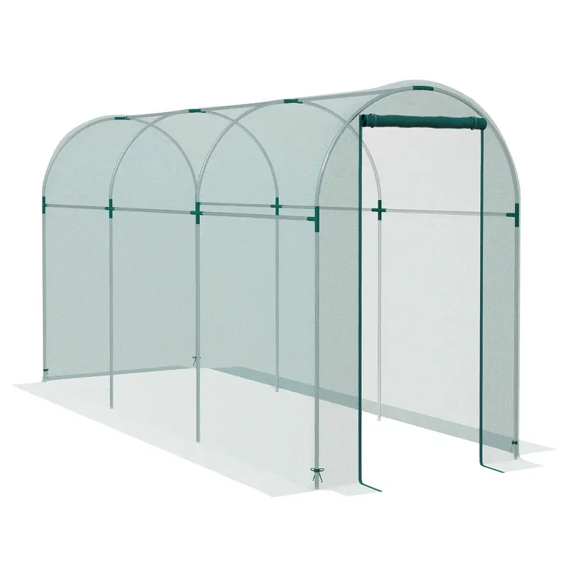 4' X 12' Plant Protection Cage With Zippered Door & Galvanized Frame, Green 1