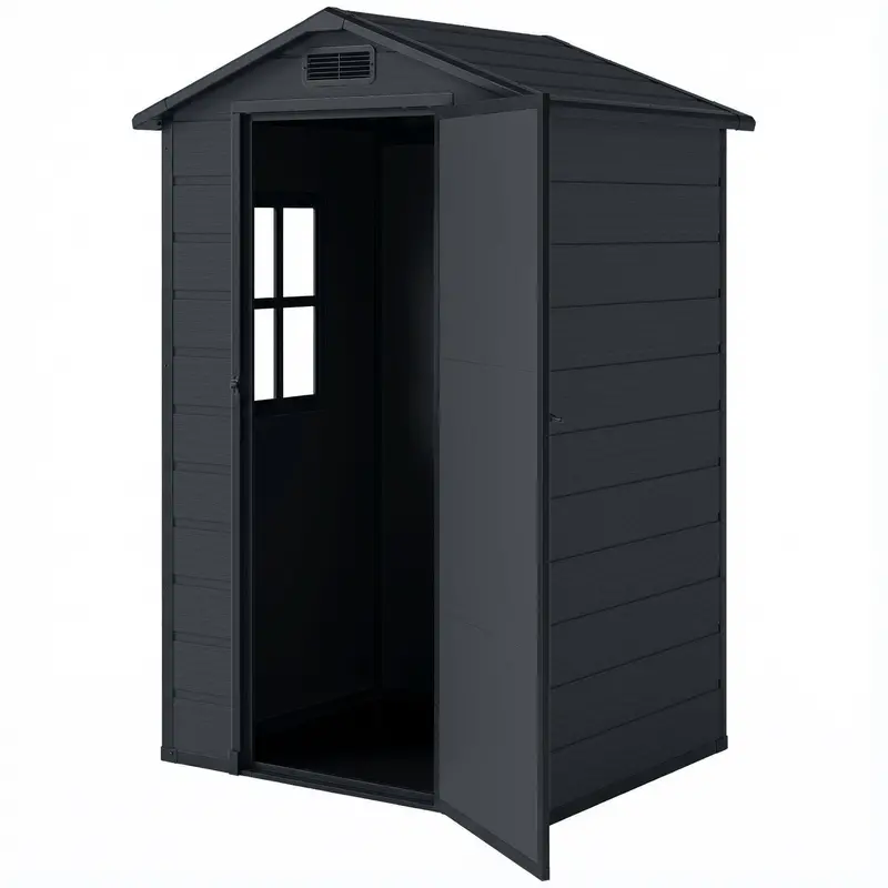 4' X 3' Plastic Garden Shed With Floor, Window And Vent, Dark Grey 2