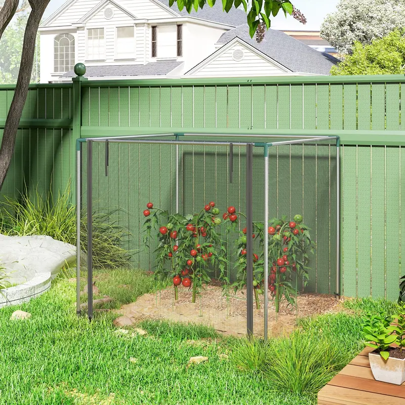 4' X 4' Crop Cage With Zippered Door And Steel Frame, Black 2
