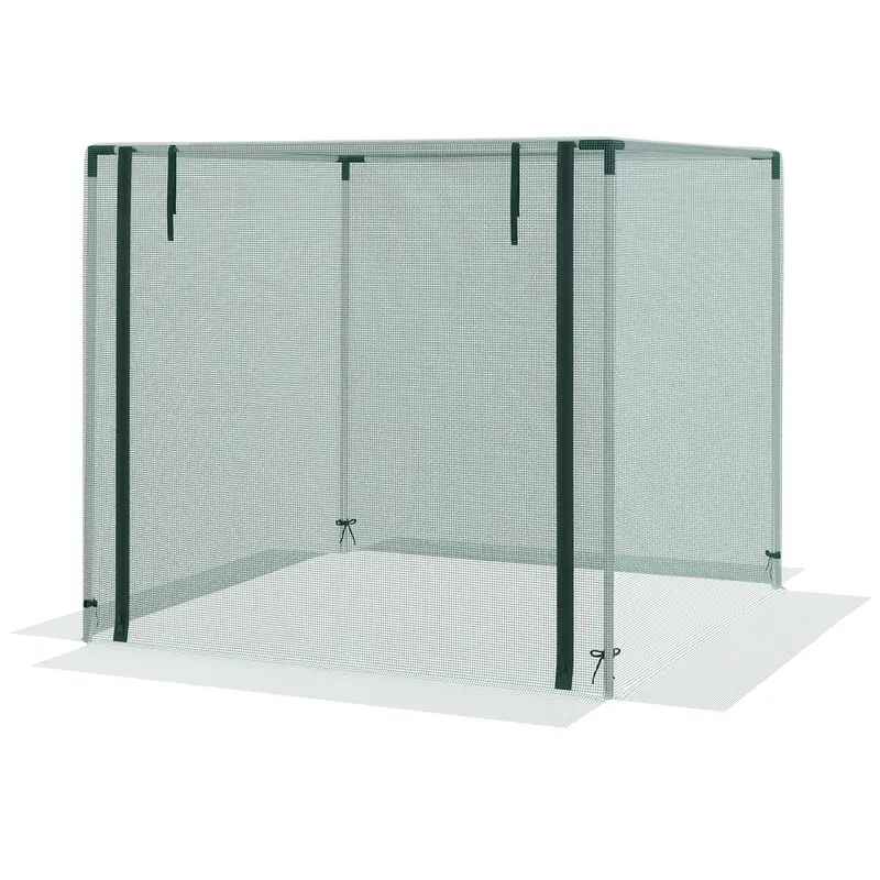 4' X 4' Plant Protection Cage With Zippered Door & Galvanized Frame, Green 2