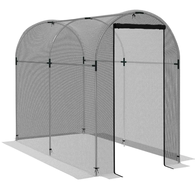 4' X 8' Black Crop Cage With Zippered Door & Galvanized Frame, Black 1