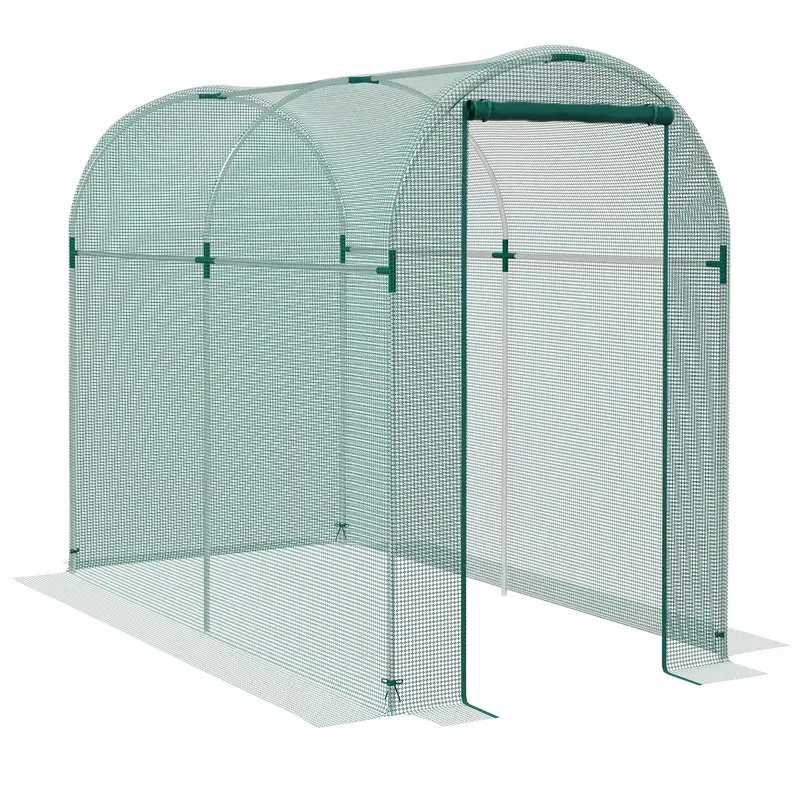 4' X 8' Green Crop Cage With Zippered Door & Galvanized Frame, Green 1