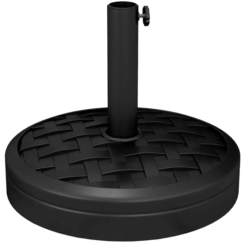40Lb Concrete Umbrella Base With Rattan Design, For 1.5"/1.9" Poles, Black 1
