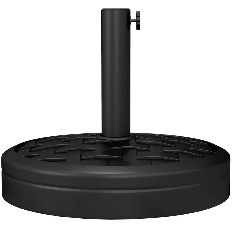 40Lb Concrete Umbrella Base With Rattan Design, For 1.5"/1.9" Poles, Black 2