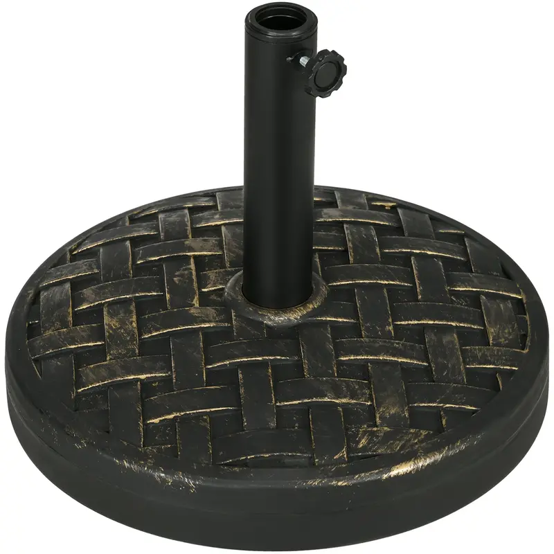 40Lb Concrete Umbrella Base With Rattan Design, For 1.5"/1.9" Poles, Bronze 1