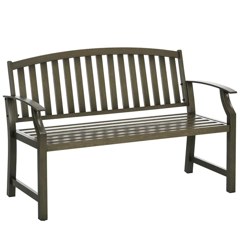 46" Outdoor Garden Metal Bench For Patio, Park, Porch, Lawn, Yard, Deck, Black 1