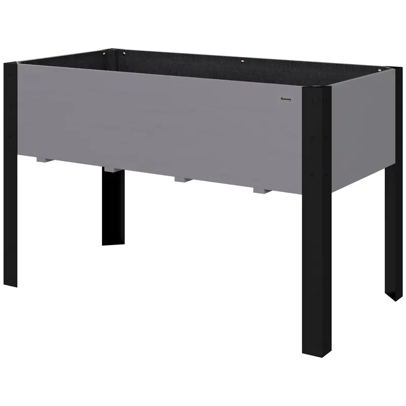 47" X 24" X 29" Raised Garden Bed With Metal Frame & Wooden Planter, Grey 2