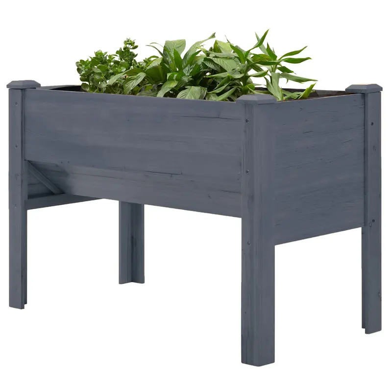 48" X 24" X 32" Raised Garden Bed With Funnel Design & Hooks, 660Lb Capacity, Grey 2