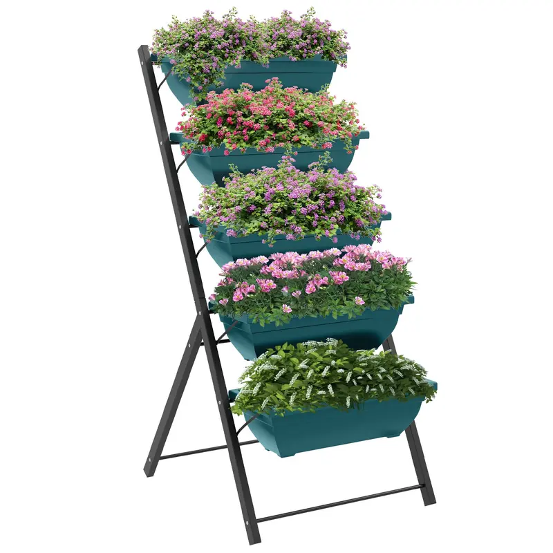 5-Tier Raised Garden Bed With 5 Planter Boxes, Green 1