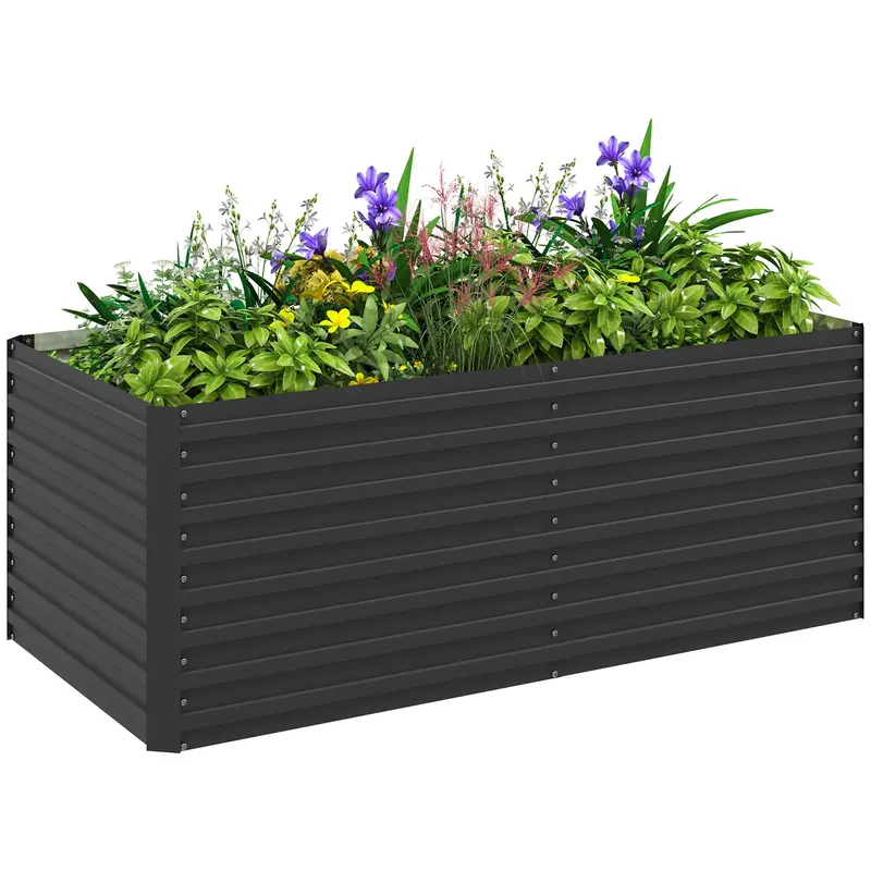 5' X 3' X 2' Large Galvanized Raised Garden Bed With Deep Design, Dark Grey 1