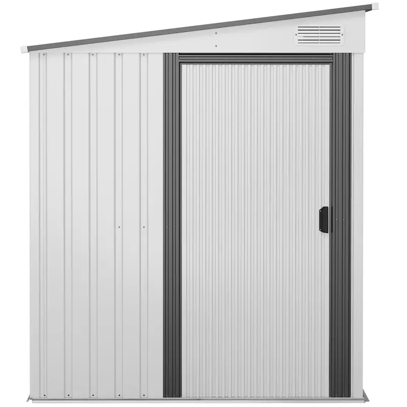 5' X 7' Lean-To Metal Shed With Sliding Door & Shelves, White 2
