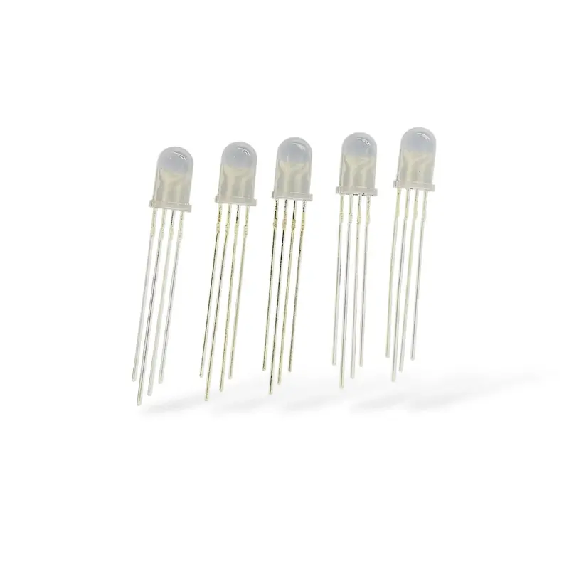 5Mm Rgb Led Pack Of 5 Common Anode | 4 Pin Red Green Blue Multicolor Led For Arduino & Diy Electronics 1
