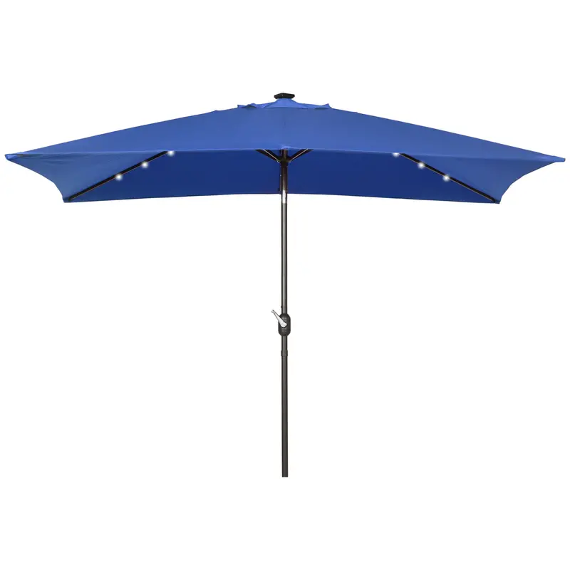 6.5' X 110' Solar Rectangle Market Umbrella With Leds, Dark Blue 2