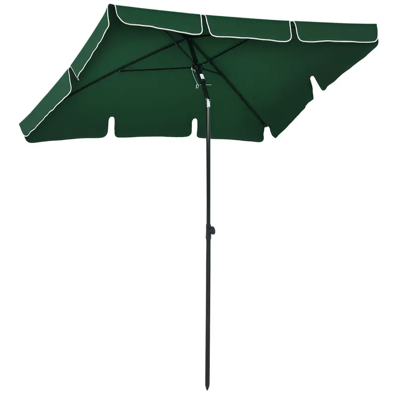 6.5 X 4Ft Rectangle Patio Umbrella With Aluminum Pole And Tilt, Green 1