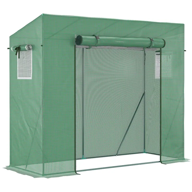6.6' X 2.5' X 5.5' Walk-In Greenhouse With Door And Window, Green 1