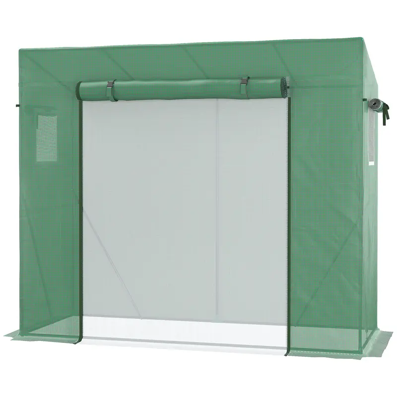 6.6' X 2.5' X 5.5' Walk-In Greenhouse With Door And Window, Green 2