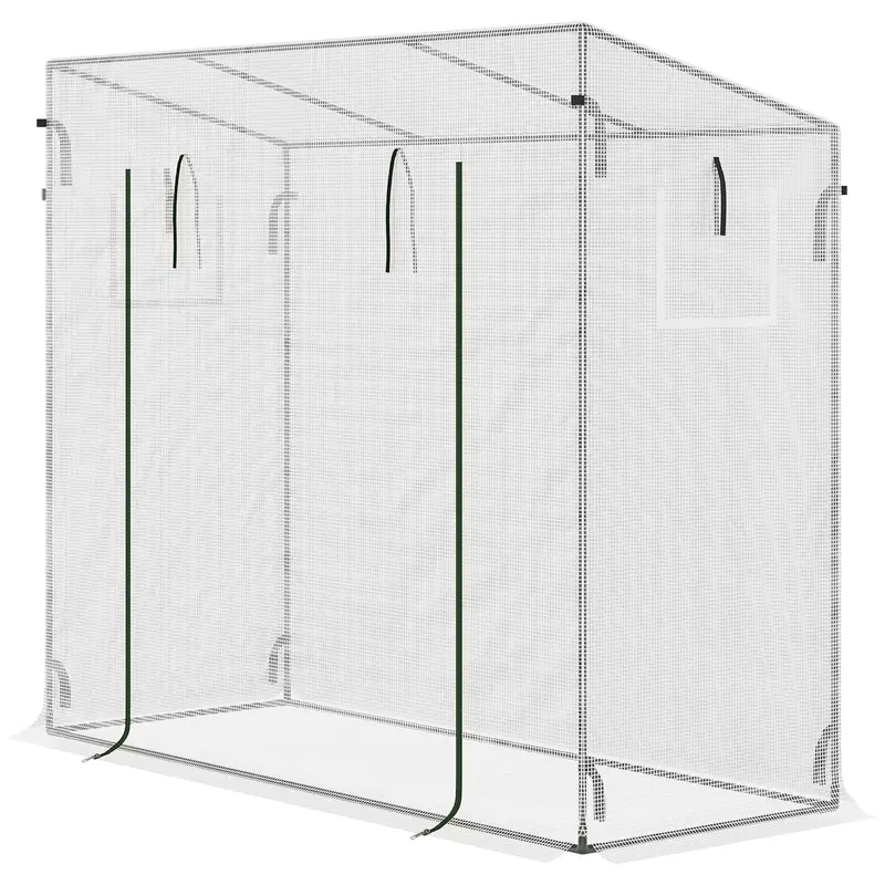 6.6' X 2.5' X 5.5' Walk-In Greenhouse With Door And Window, White 2