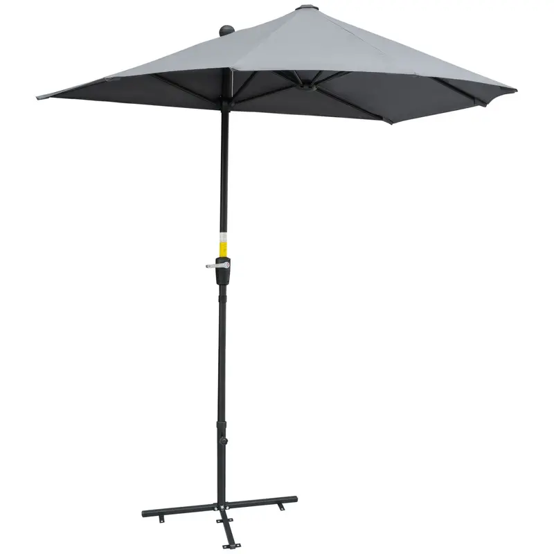 6.6'X6' Double-Sided Market Umbrella With Crank Handle & Cross Base, Dark Grey 1