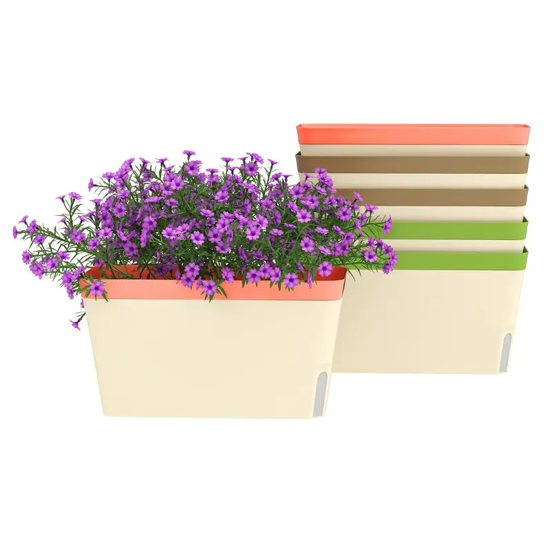 6 Pack 10.5" Self-Watering Planter Boxes With Water Level Indicator 1