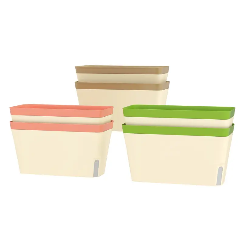 6 Pack 10.5" Self-Watering Planter Boxes With Water Level Indicator 2