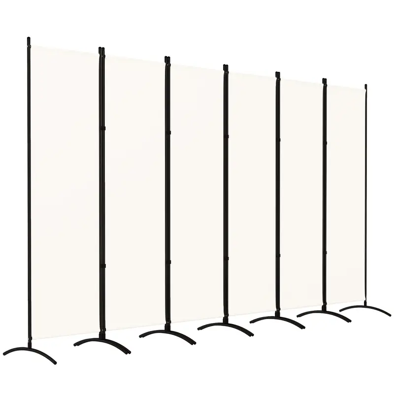 6 Panel Folding Privacy Screen, 5.7Ft Tall Room Divider With Uv30+ Protection, Beige 1