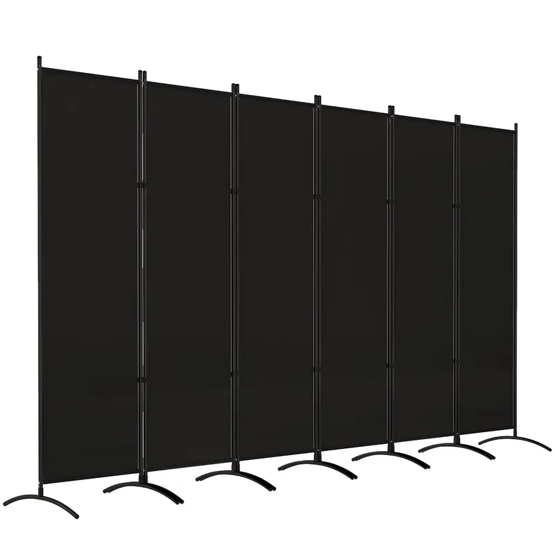 6 Panel Folding Privacy Screen, 5.7Ft Tall Room Divider With Uv30+ Protection, Black 1