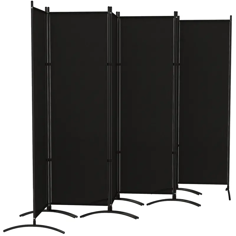6 Panel Folding Privacy Screen, 5.7Ft Tall Room Divider With Uv30+ Protection, Black 2