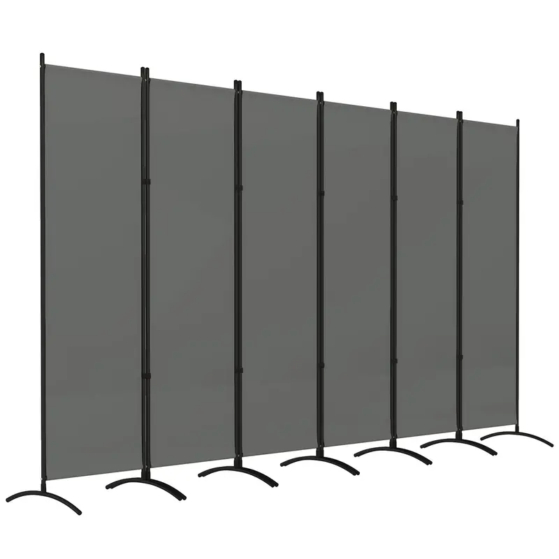 6 Panel Folding Privacy Screen, 5.7Ft Tall Room Divider With Uv30+ Protection, Dark Grey 1