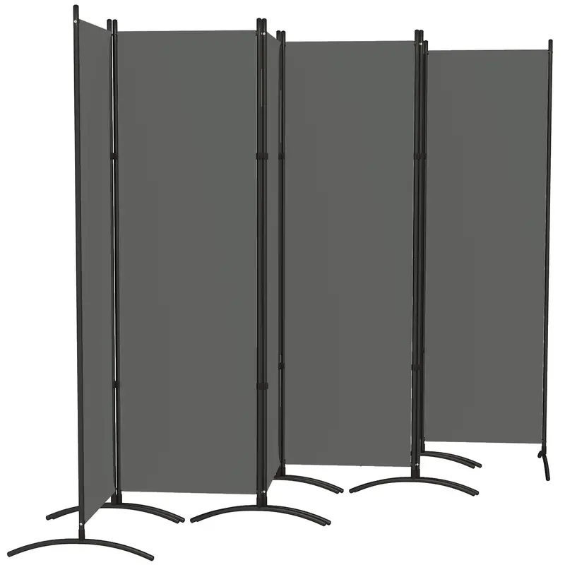 6 Panel Folding Privacy Screen, 5.7Ft Tall Room Divider With Uv30+ Protection, Dark Grey 2