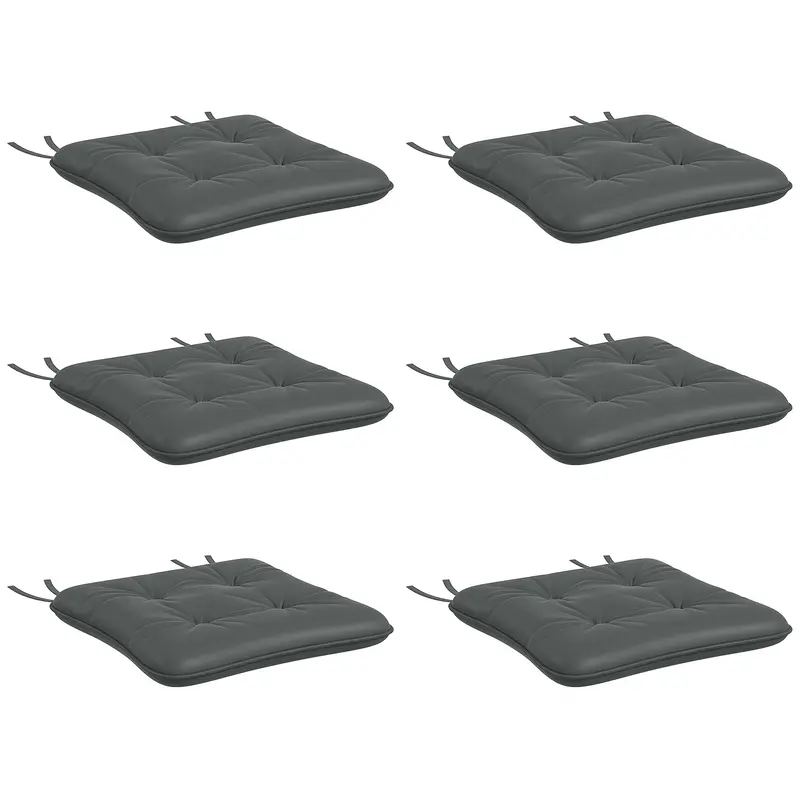 6-Piece Outdoor Seat Cushion Replacement Set With Ties, Button Tufted, Charcoal Grey 1