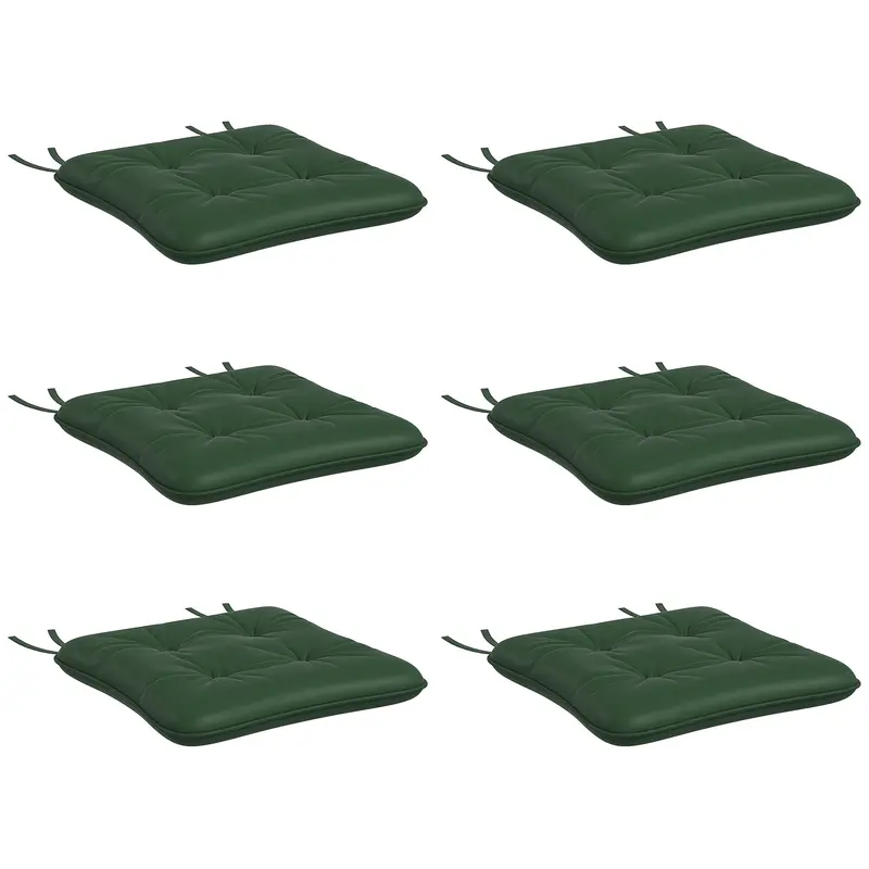 6-Piece Outdoor Seat Cushion Replacement Set With Ties, Button Tufted, Dark Green 1