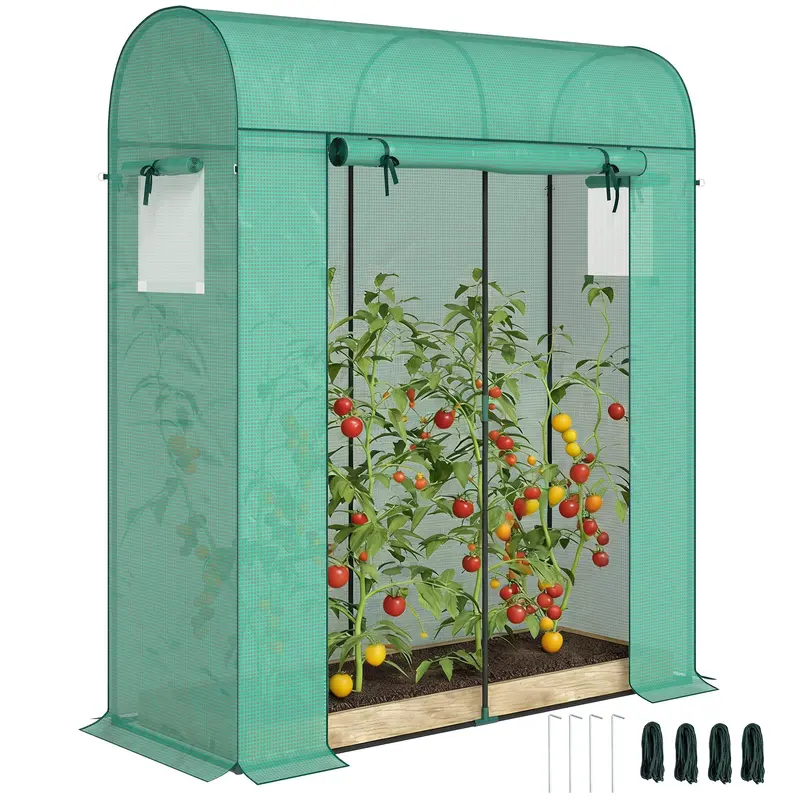 6' X 2' X 6.6' Mini Greenhouse With Roll-Up Door, Green 1