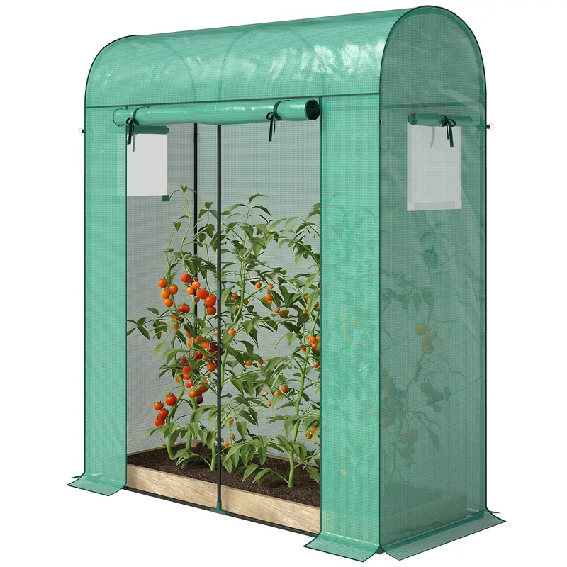 6' X 2' X 6.6' Mini Greenhouse With Roll-Up Door, Green 2