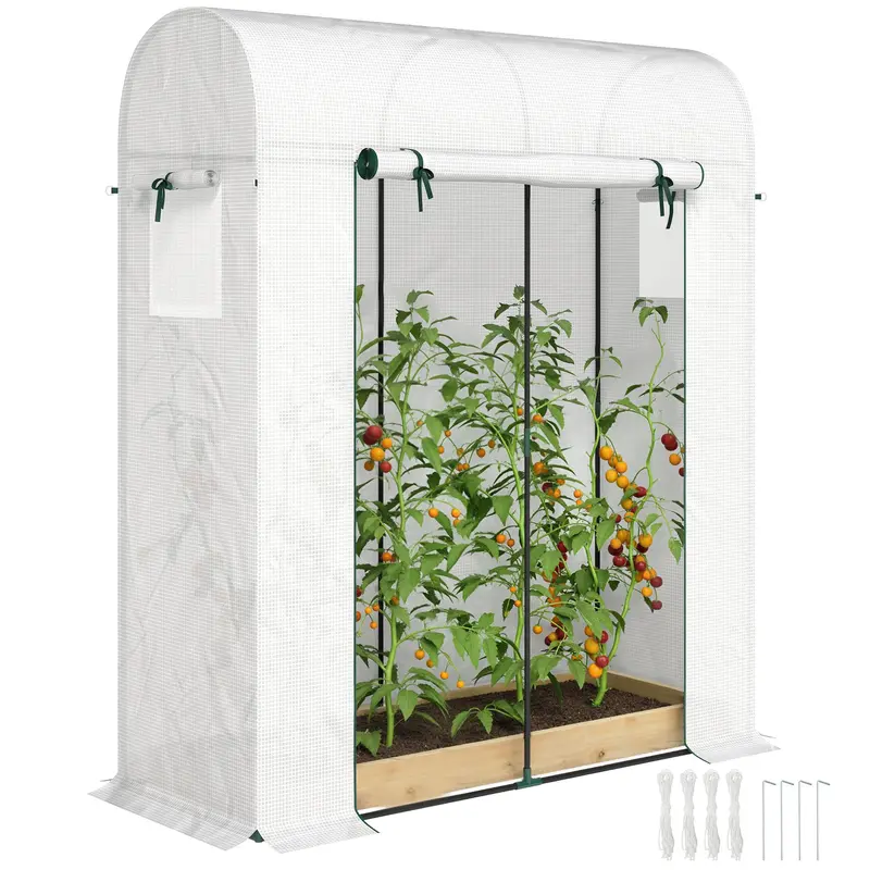 6' X 2' X 6.6' Mini Greenhouse With Roll-Up Door, White 1