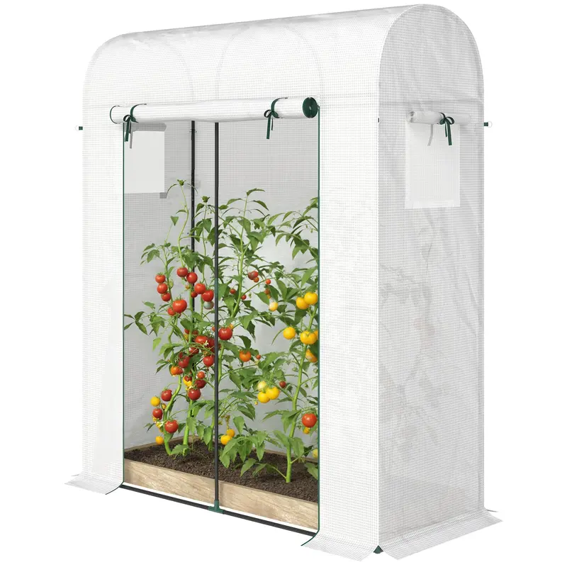 6' X 2' X 6.6' Mini Greenhouse With Roll-Up Door, White 2