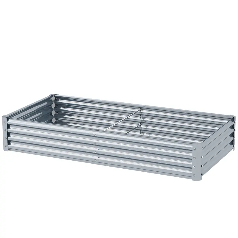 6' X 3' X 1' Galvanized Raised Garden Bed With Open Bottom, Silver 1