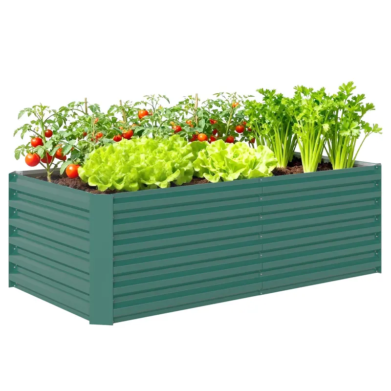 6' X 3' X 2' Galvanized Raised Garden Bed For Vegetables, Dark Green 1