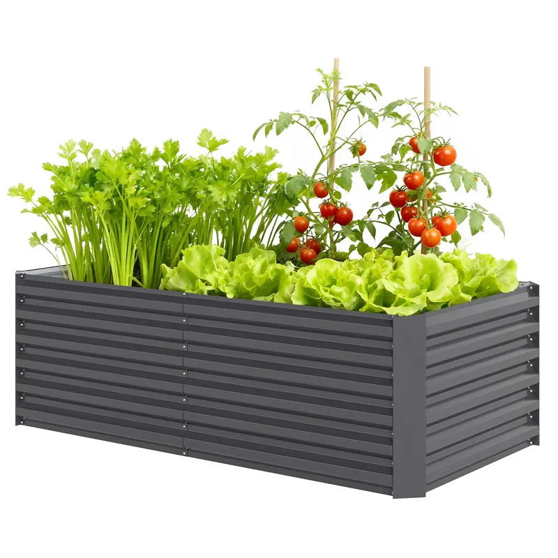 6' X 3' X 2' Galvanized Raised Garden Bed For Vegetables, Dark Grey 1
