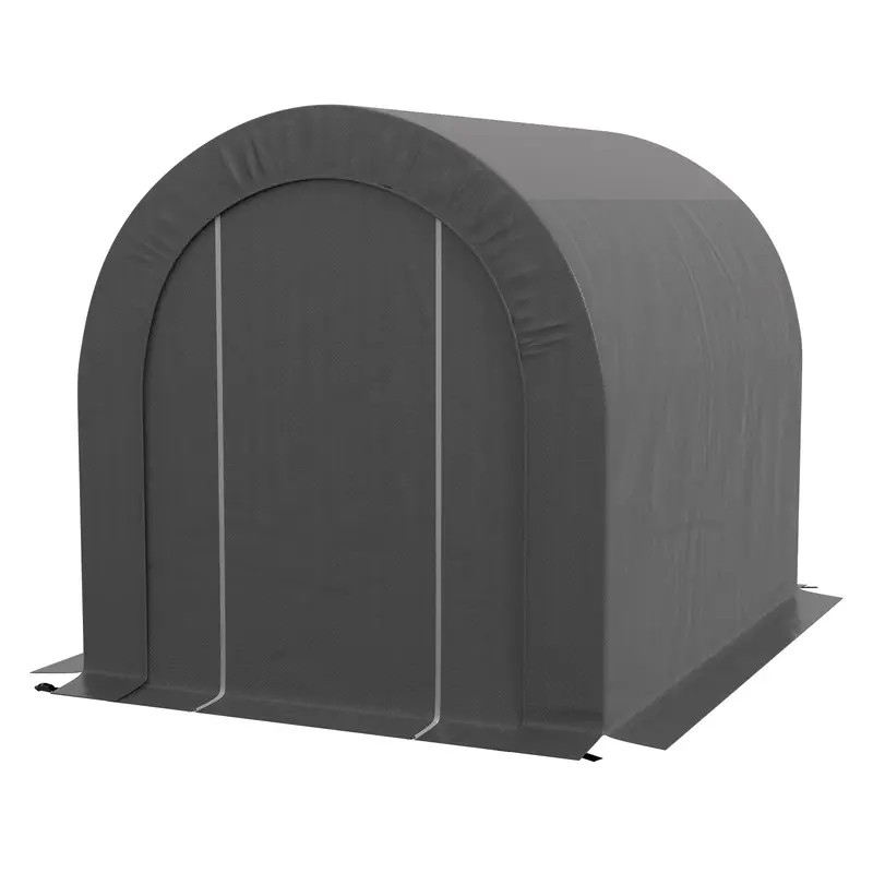 6' X 8' Portable Storage Shed With Galvanized Frame And Zipper Door, Dark Grey 2