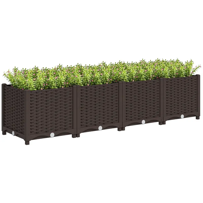 63" X 15.7" X 14.6" Plastic Raised Garden Bed With Drainage Holes, Brown 1