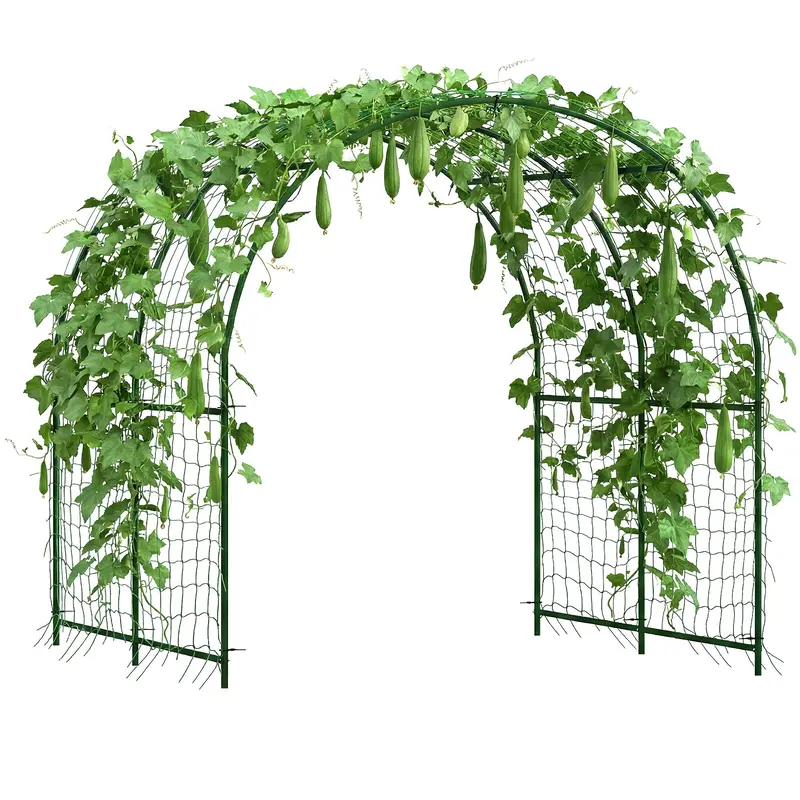 7.1Ft Garden Arch Trellis With Climbing Net For Outdoor Plants 1