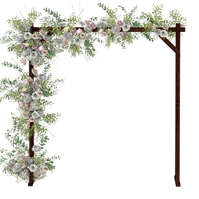 7.3Ft Rectangular Wedding Arch For Ceremony, Backdrop Stand W/ Ground Stakes, Dark Brown 1
